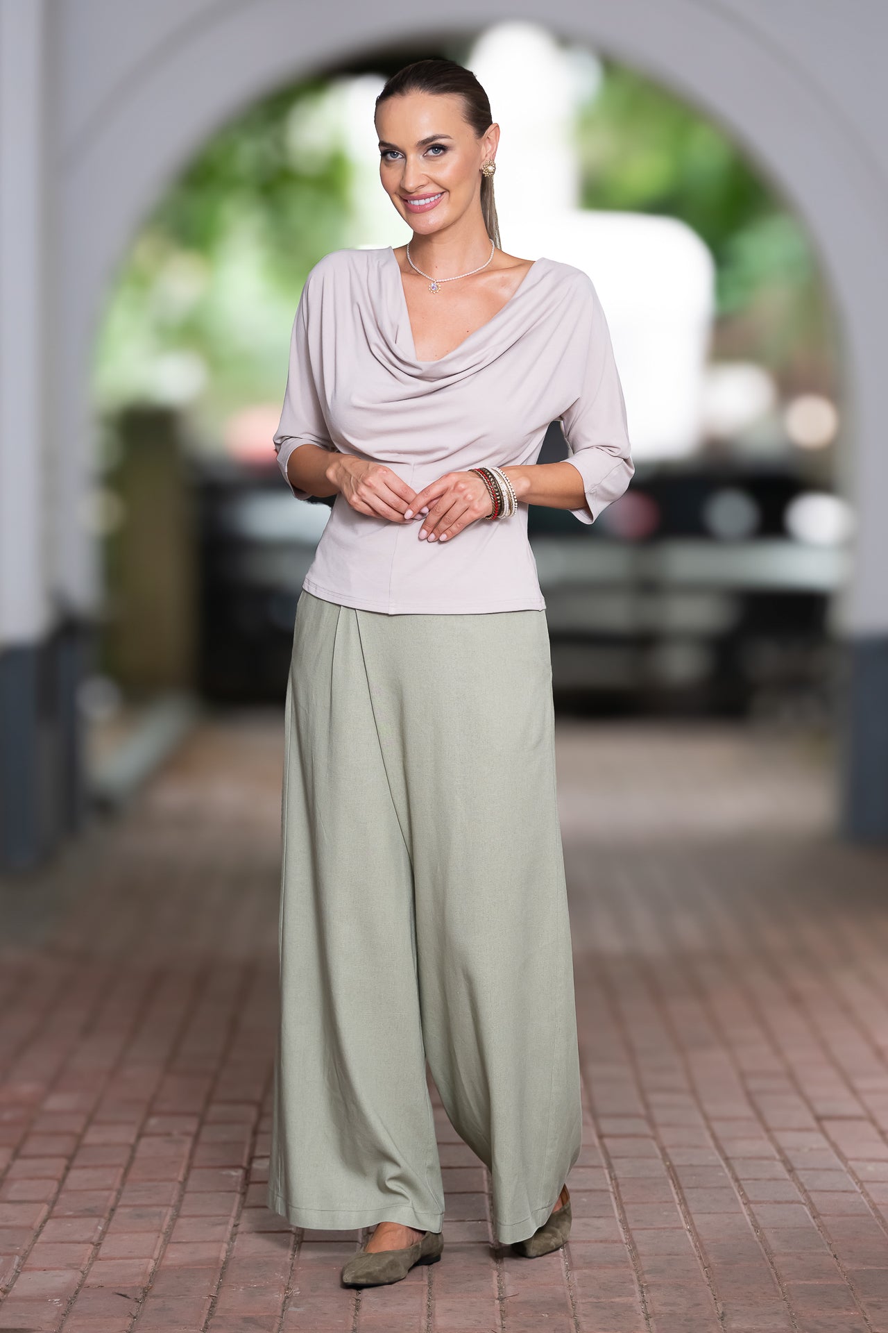 Bluza gri deschis din jerseu Femina