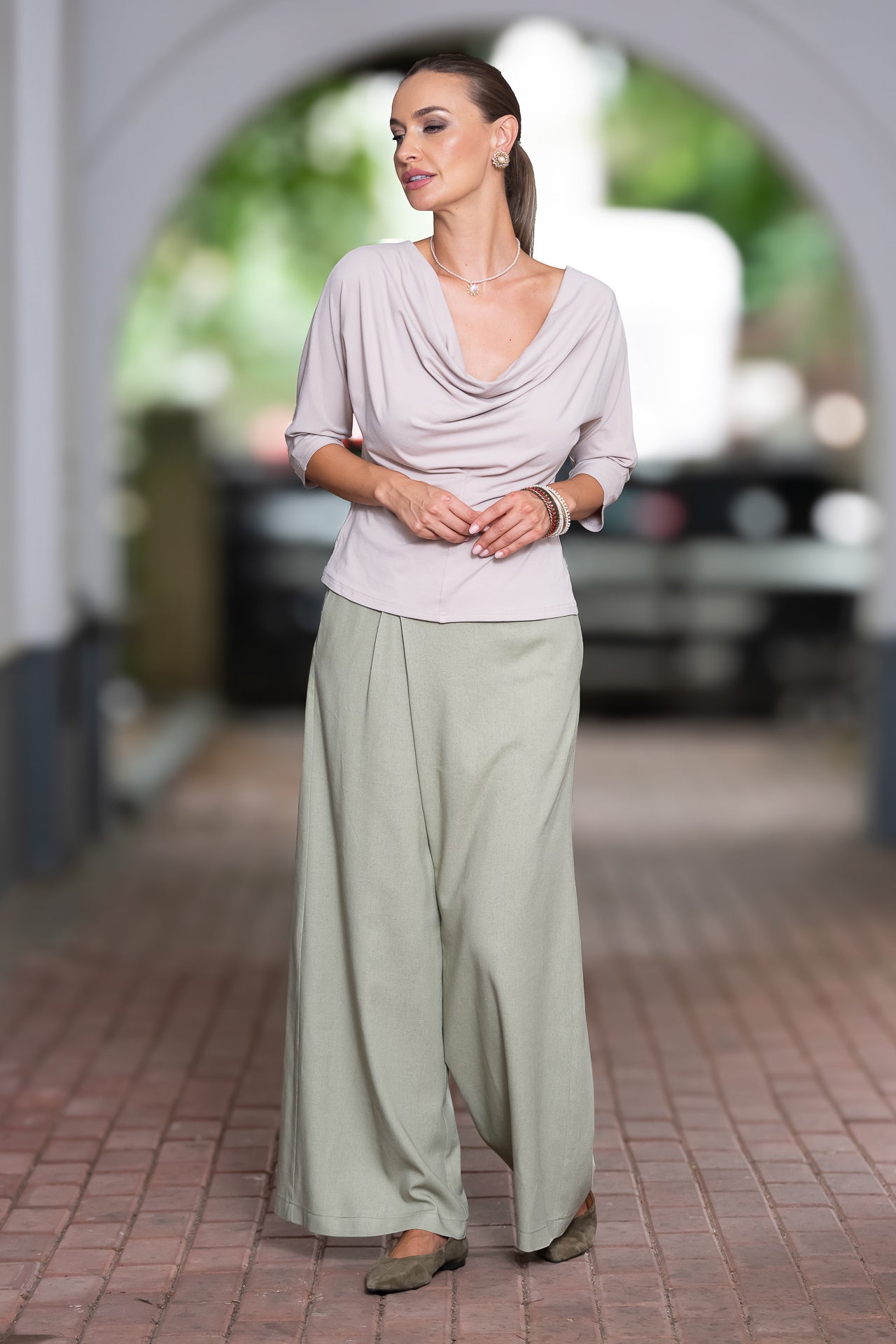 Bluza gri deschis din jerseu Femina