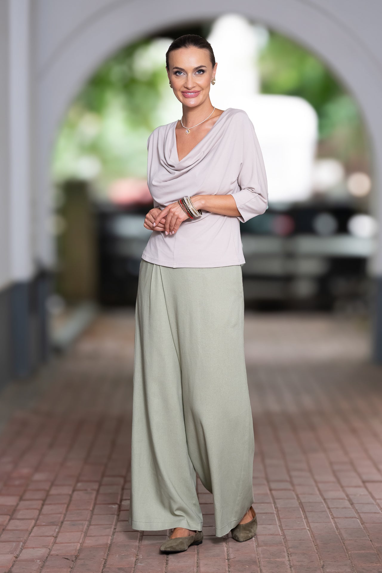 Bluza gri deschis din jerseu Femina