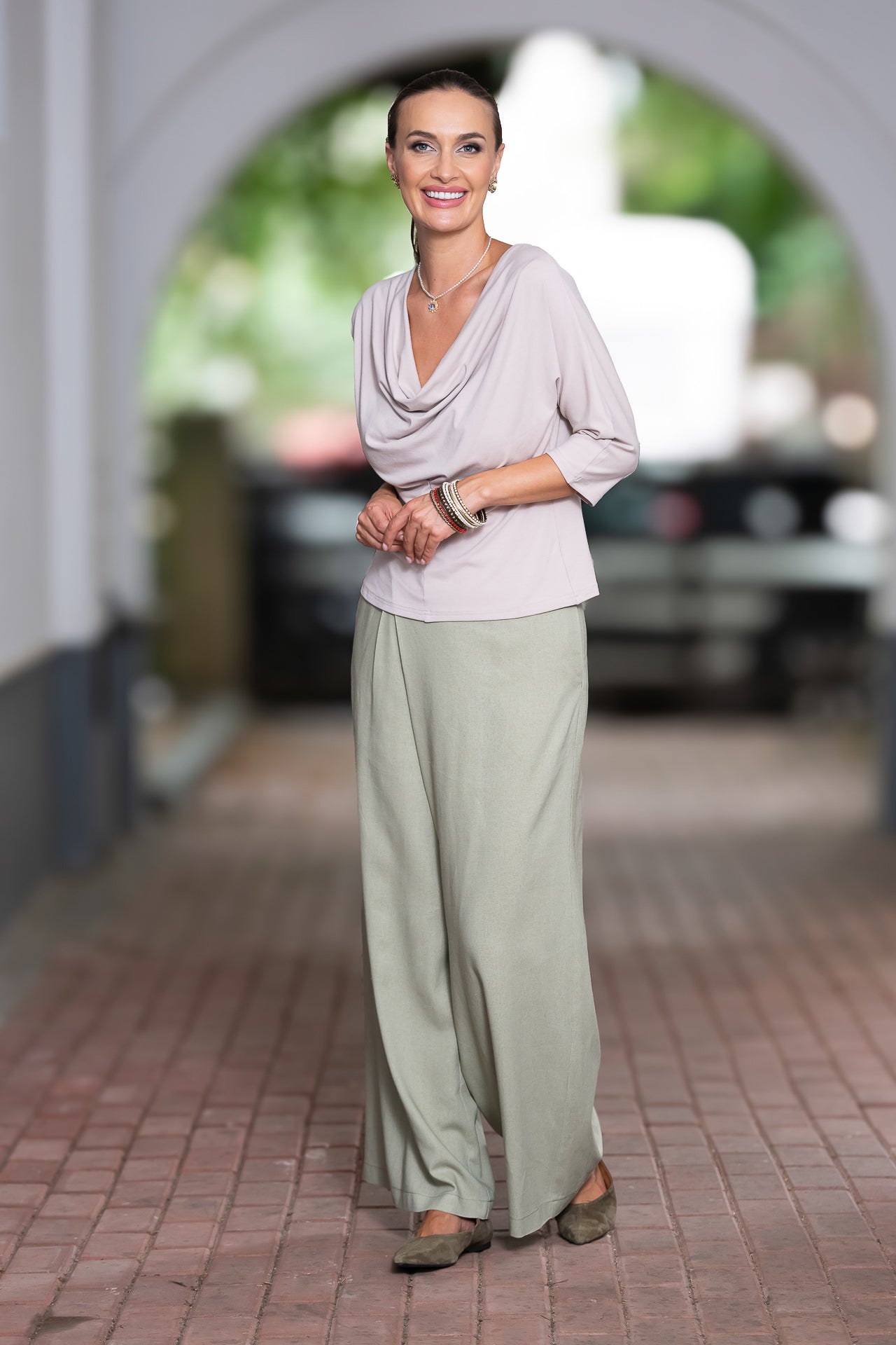 Bluza gri deschis din jerseu Femina