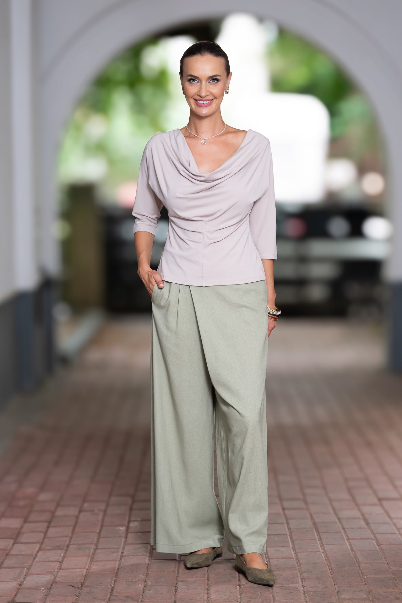 Bluza gri deschis din jerseu Femina