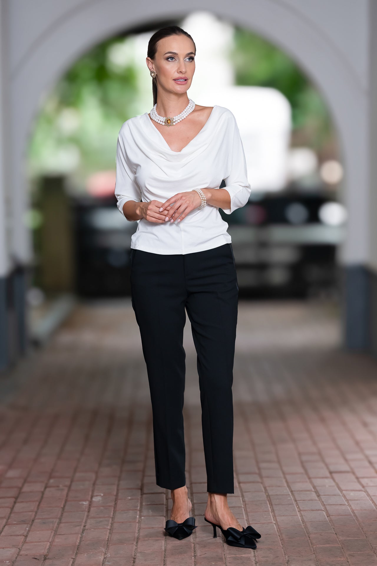 Bluza albă din jerseu Femina