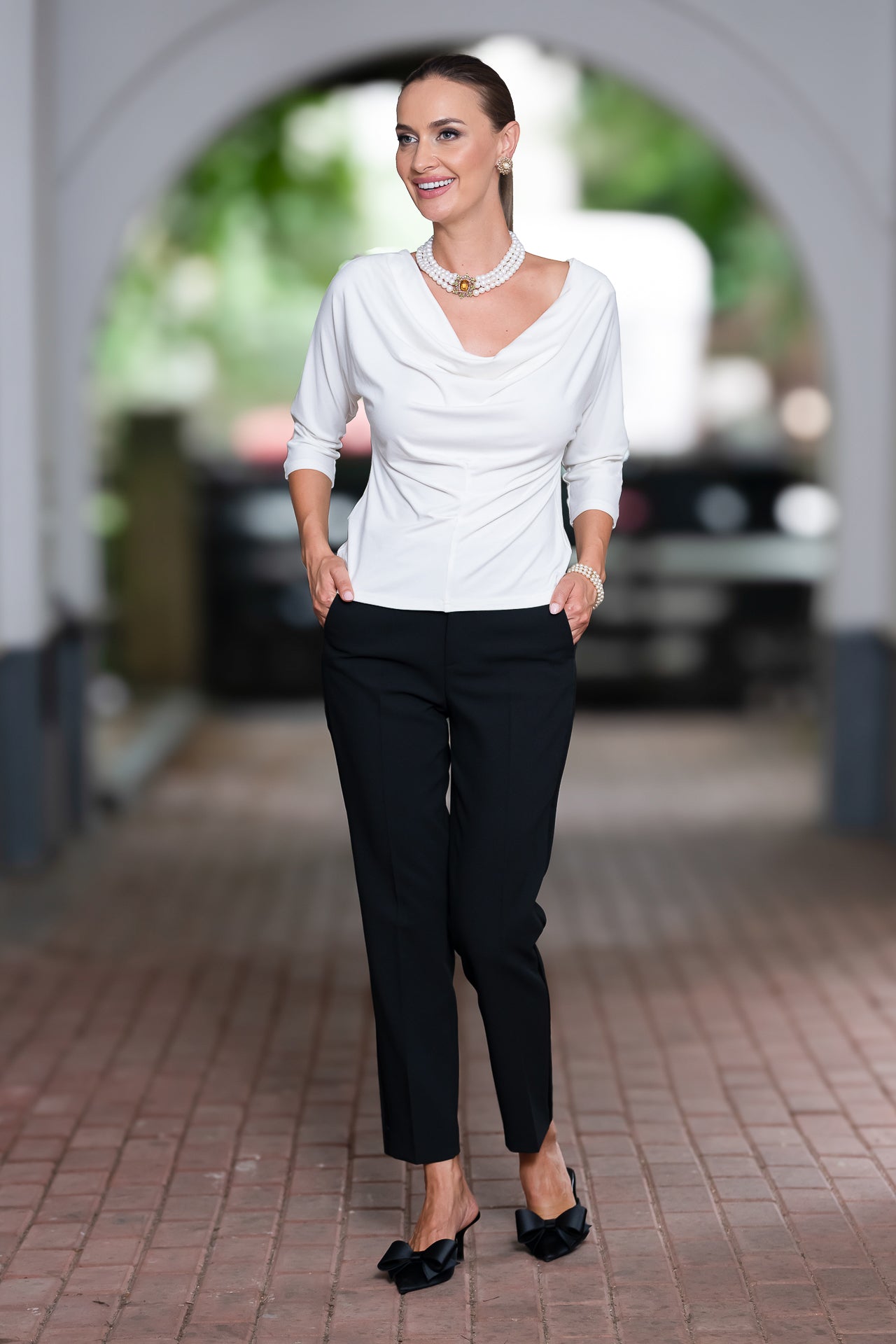 Bluza albă din jerseu Femina