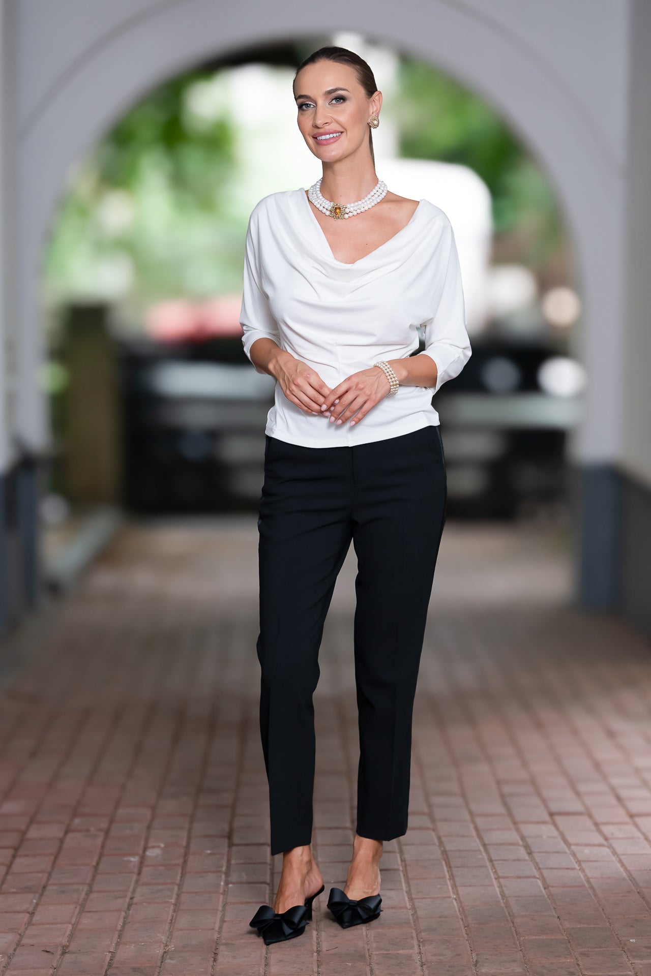 Bluza albă din jerseu Femina
