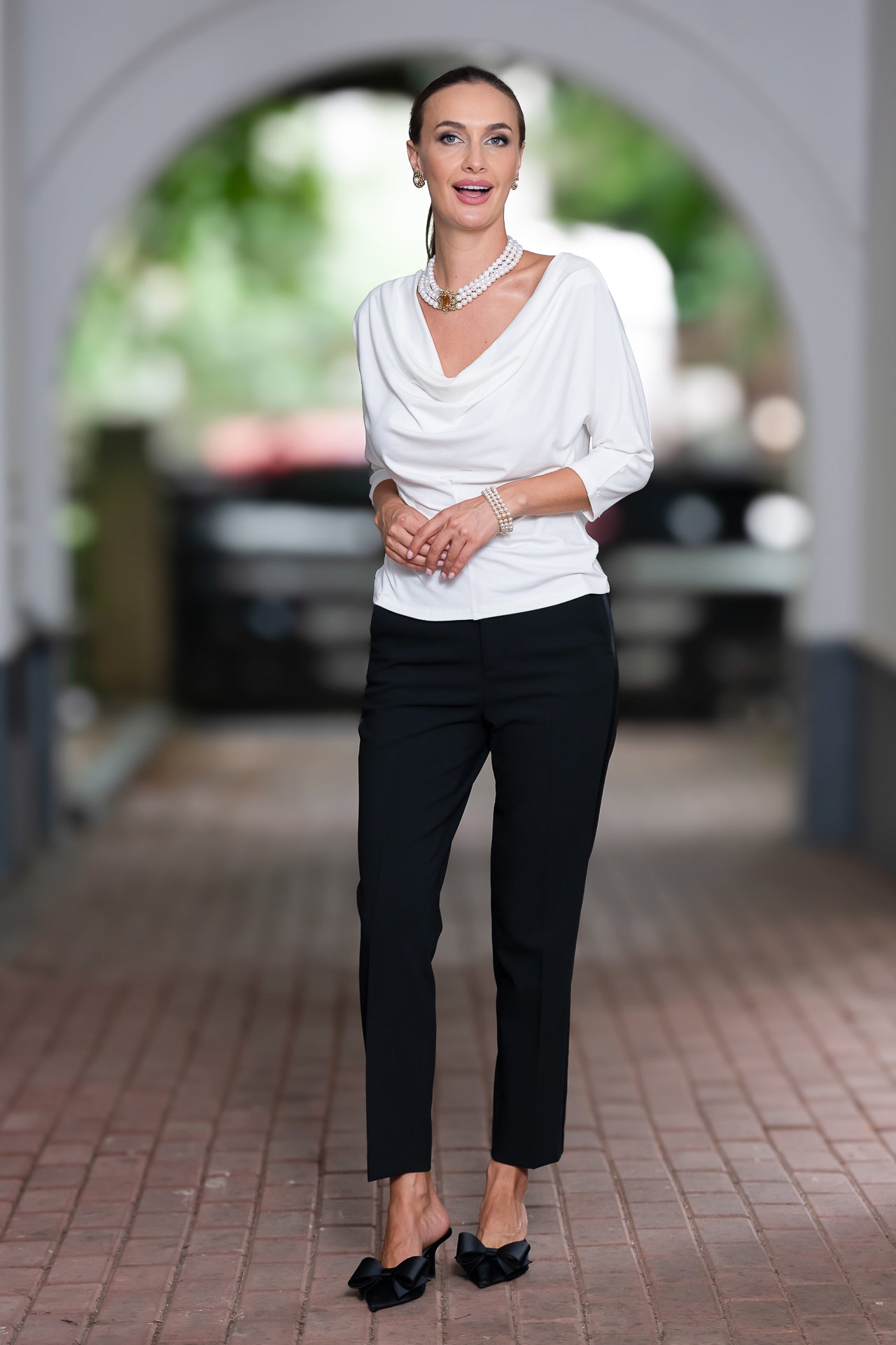 Bluza albă din jerseu Femina