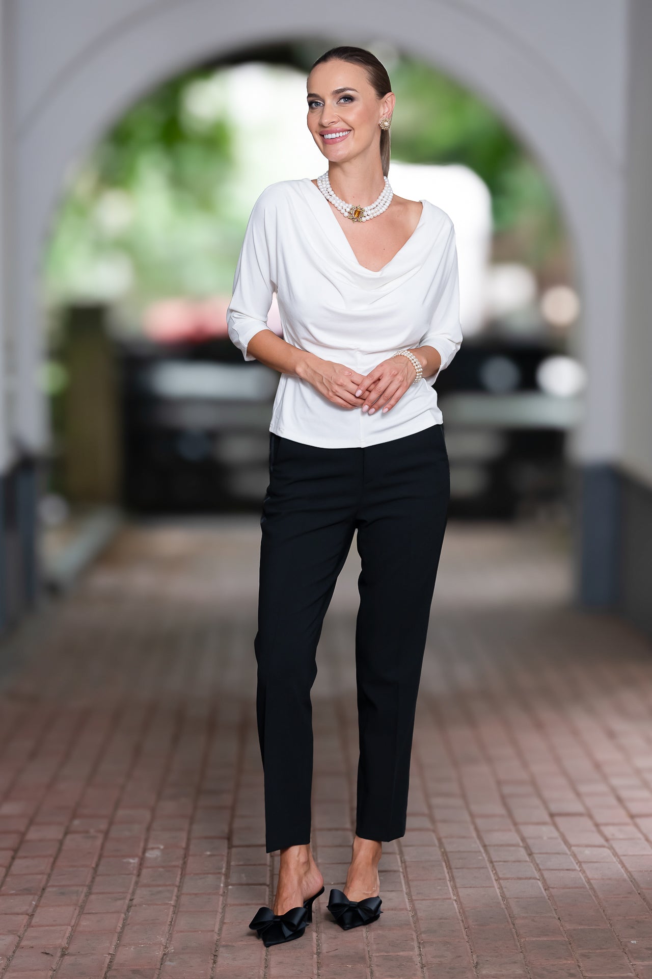 Bluza albă din jerseu Femina