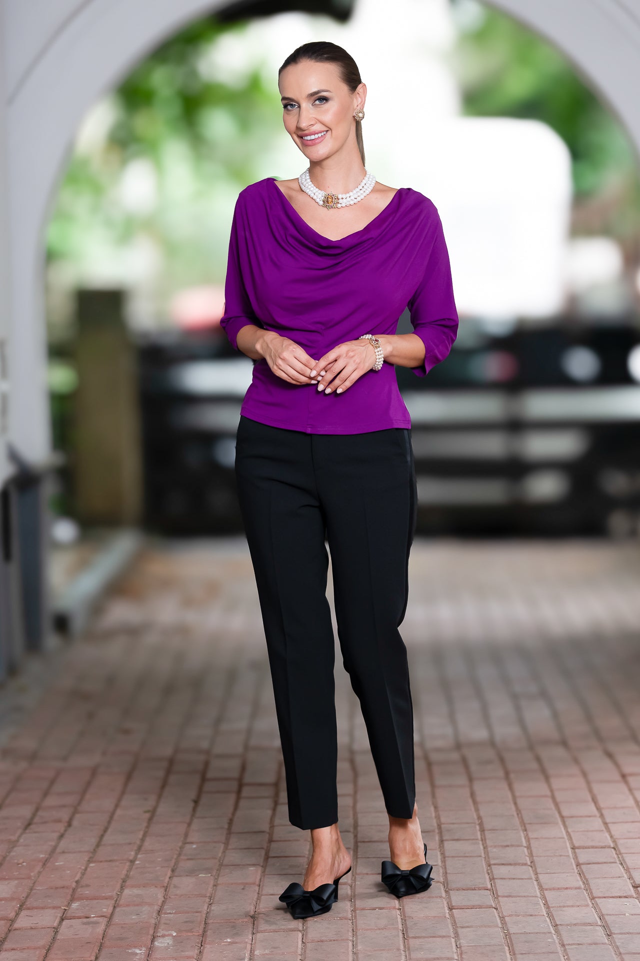 Bluza mov royal din jerseu Femina