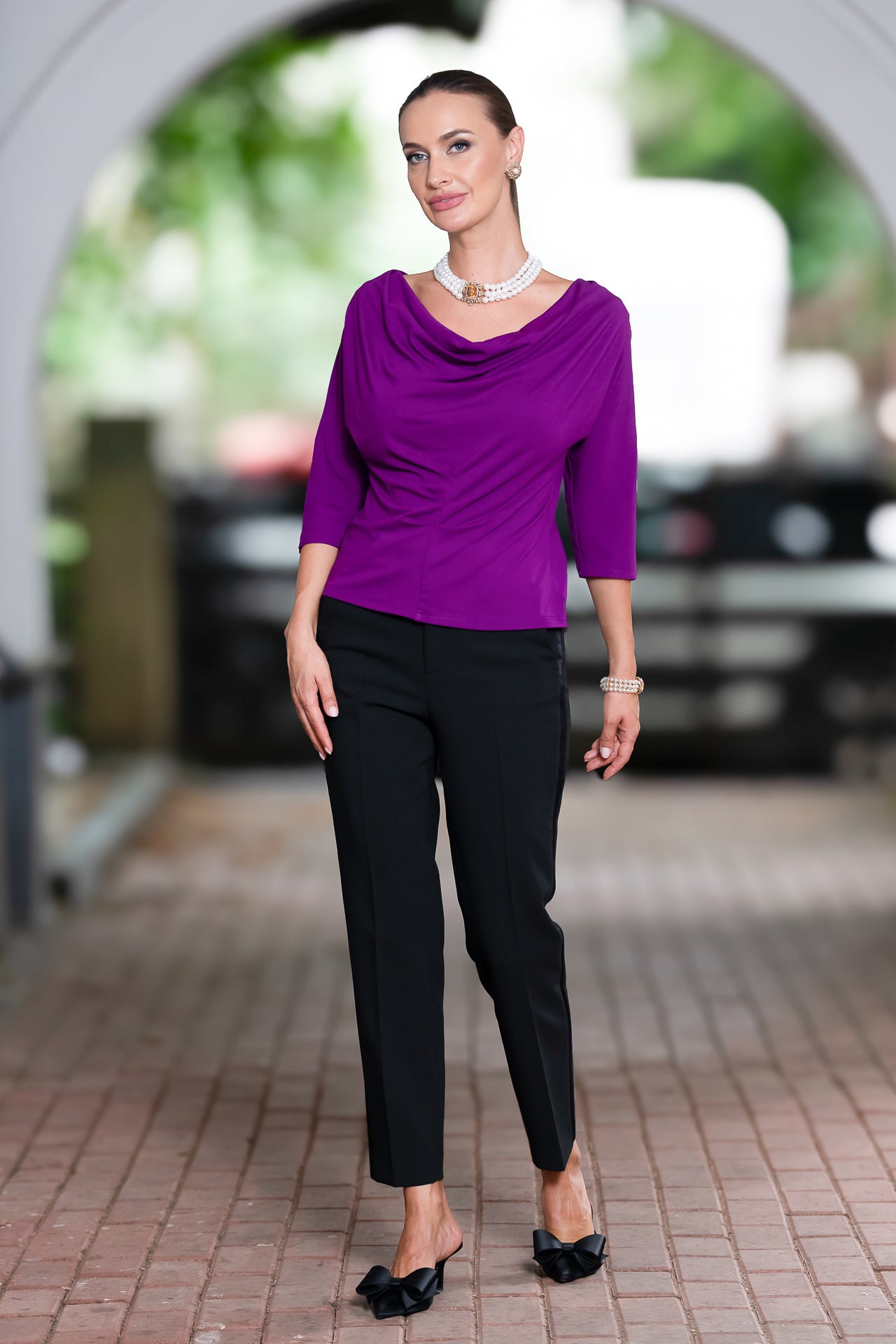Bluza mov royal din jerseu Femina