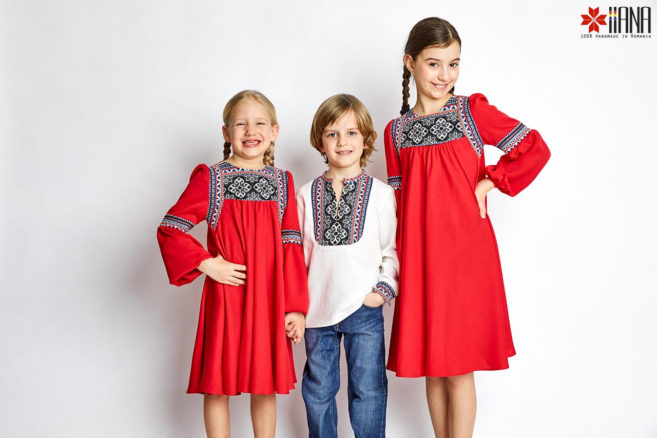 Rochita traditionala fetite Rosie Mini 9 luni - 7 ani - IIANA